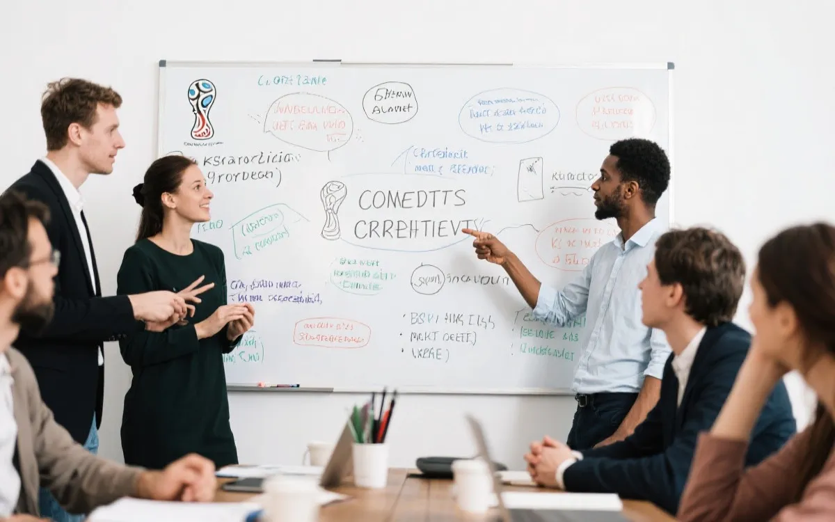 世界杯相关关键词和内容规划的白板头脑风暴